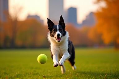 Dog running in Central Park