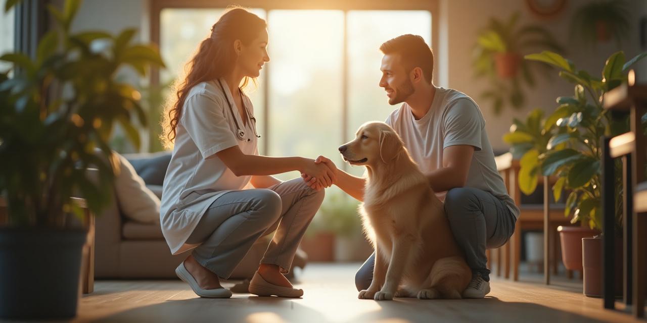 A professional dog trainer shaking hands with a client